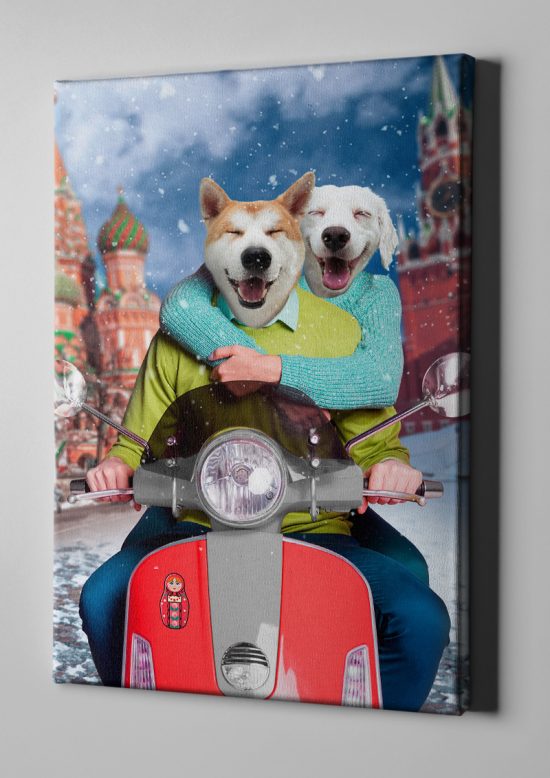 Toile personnalisée duo road trip moscou chien