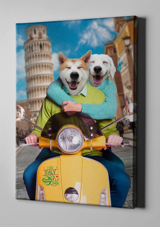 Toile personnalisée duo road trip pise chien