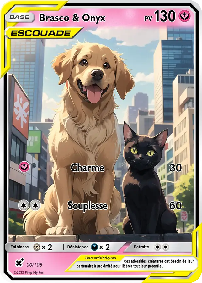 carte poke personnalisee duo chien chat fee
