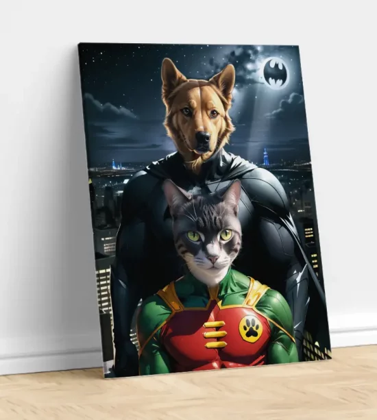 portrait personnalisé animal duo batman robin