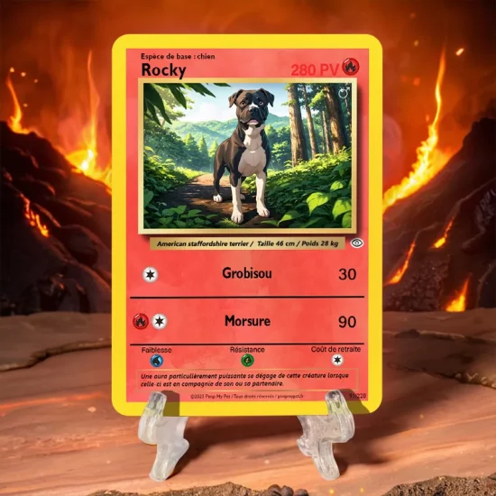 Carte chien pokémon feu personnalisée