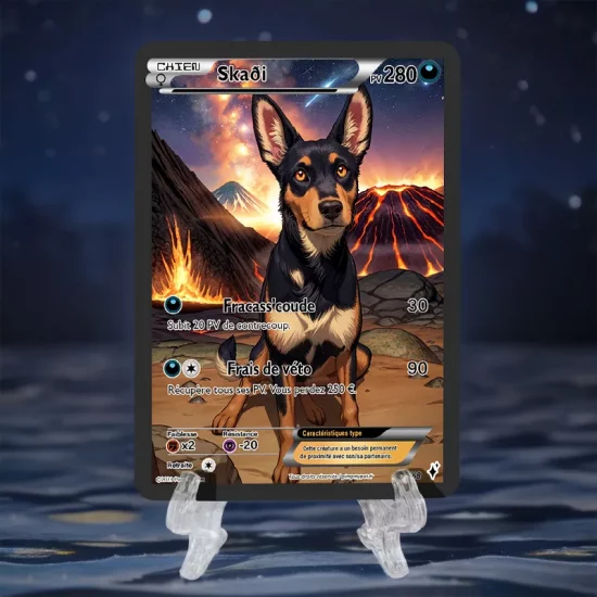 carte chien personnalisée pokémon feu volcan full art